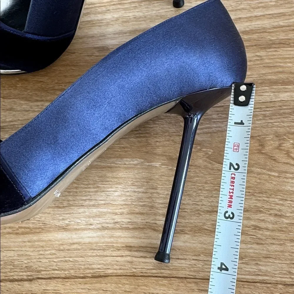 Gianmarco Lorenzi Blue Silk & Velvet Stiletto Heels Made in Italy Size EU 37.5